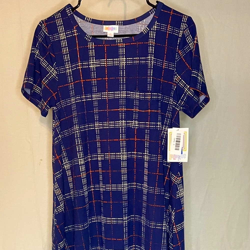 NWT Lularoe Carly Blue Plaid XL